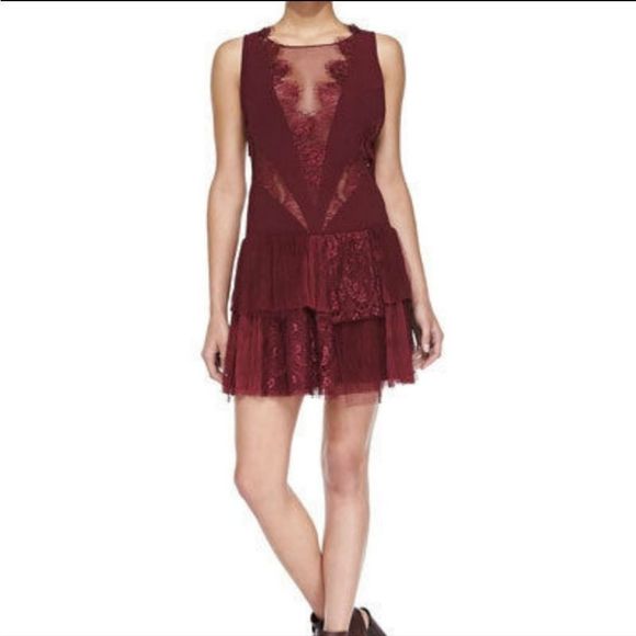 Free People Dresses & Skirts - FREE PEOPLE DOVE LACE PANEL CROCHET  DRESS RICH BERRY